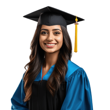 a graduate student in a graduation gown and cap png