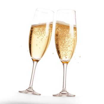 Celebration toast with champagne glass, isolated on transparent background png
