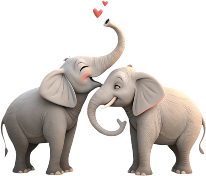 Elephant couple clipart perfect for wedding and love themes. . png