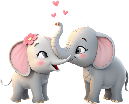 Elephant couple clipart for expressing family love and unity. . png