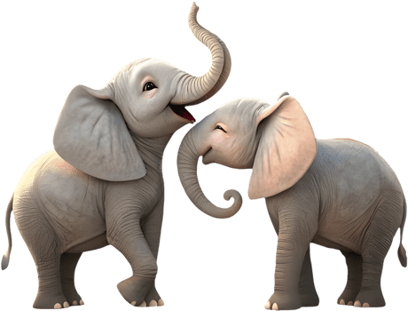 Cute elephant couple clipart for celebrating love and joy. . png