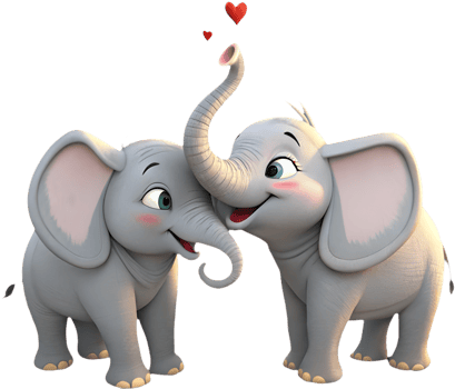 Adorable elephant couple clipart perfect for romantic projects. . png