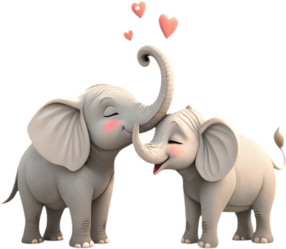 Love-filled elephant couple clipart for friendship and romance. . png