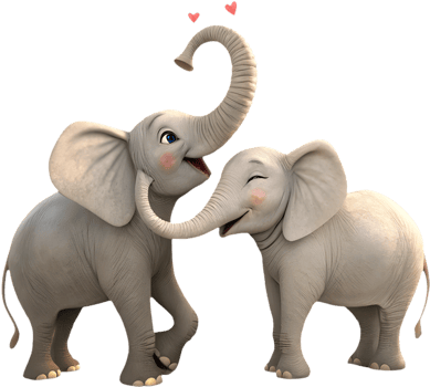 Fun and heartwarming elephant couple clipart for family. . png