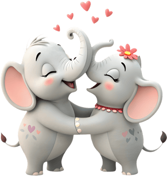 Elephant couple clipart perfect for family and friendship. . png