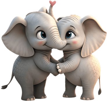Sweet elephant couple clipart for friendship and family. . png