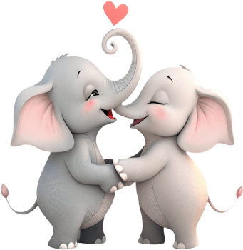 Playful elephant couple clipart for love and bond. . png