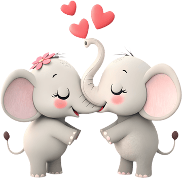 Lovely elephant couple clipart for love and connection. . png