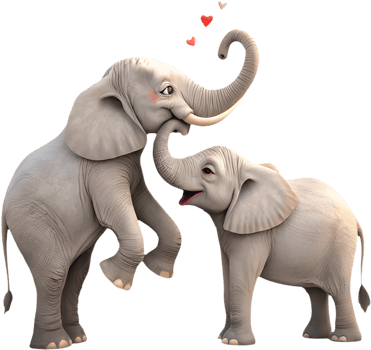 Playful elephant couple clipart for love and friendship. . png
