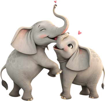 Cute elephant couple clipart for friendship and love. . png