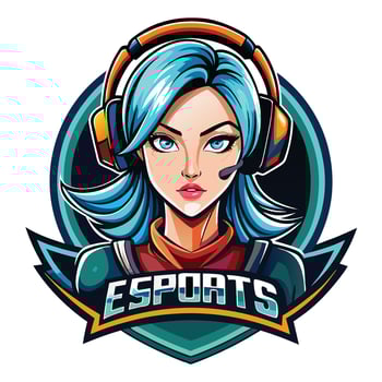 esports girl avatar, esports logo, vector