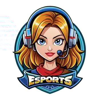 a girl with headphones and a headset in the logo for esports vector