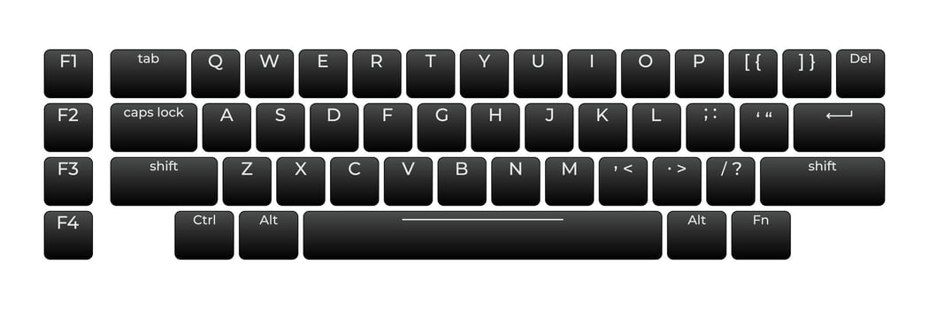 Computer keyboard button layout template with letters for graphic use. Modern computer keyboard. vector