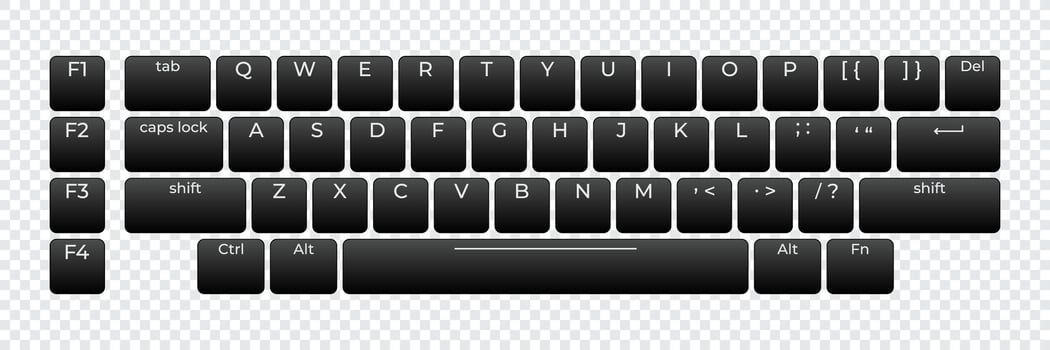 Computer keyboard button layout template with letters for graphic use, Modern computer keyboard. illustration. vector