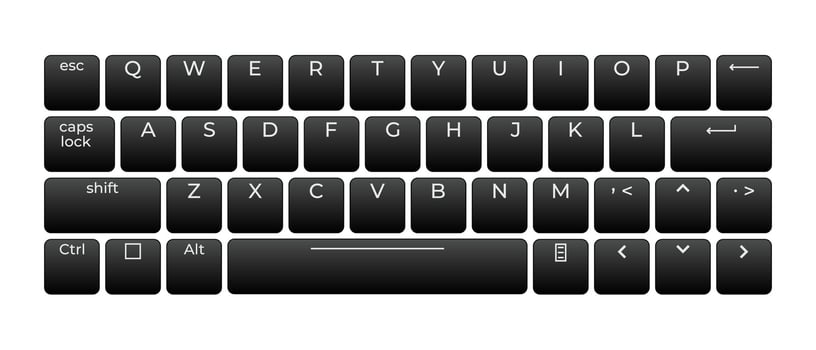 Computer keyboard button layout template with letters for graphic use, Modern computer keyboard, vector