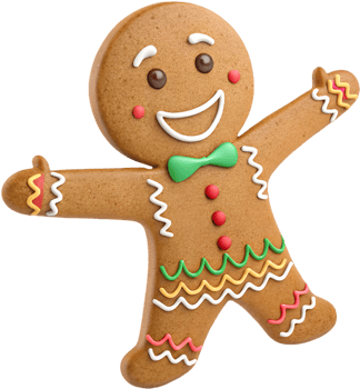 Gingerbread cookie cartoon clipart for Christmas-themed creative designs. . png