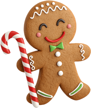 Cute gingerbread cookie cartoon clipart for Christmas fun. . png