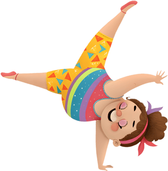Creative gymnastics girl in energetic acrobatic poses clipart. . png