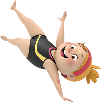 Flexible girl in gymnastics outfit showcasing acrobatic poses clipart. . png