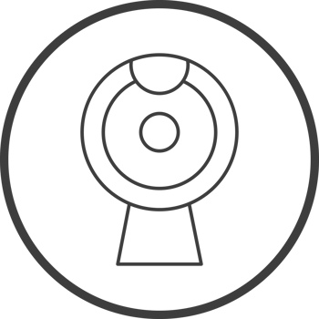 webcam icon in line black circle frames, line icon png