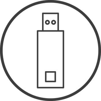 usb stick icon in line black circle frames, line icon png
