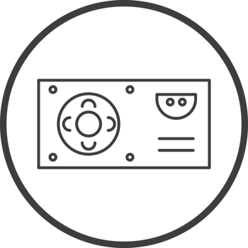 power supply icon in line black circle frames, line icon png