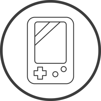 controller game icon in line black circle frames, line icon png