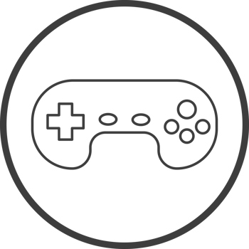console joystick icon in line black circle frames, line icon png