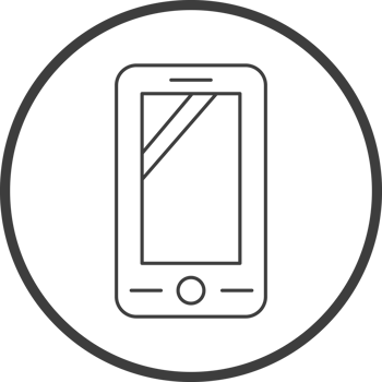 smartphone icon in line black circle frames, line icon png