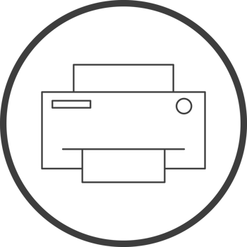 printer icon in line black circle frames, line icon png