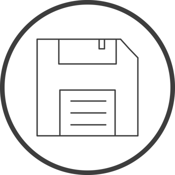floppy disk icon in line black circle frames, line icon png