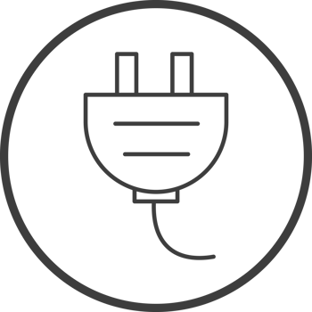 power plug icon in line black circle frames, line icon png