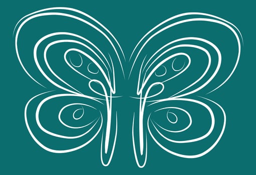 A butterfly with a white outline on a blue background vector