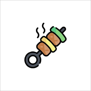 A hamburger on a skewer icon vector