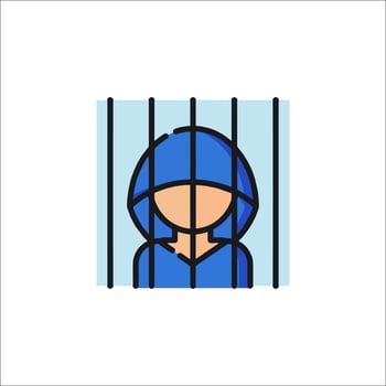 A person in a jail cell icon vector