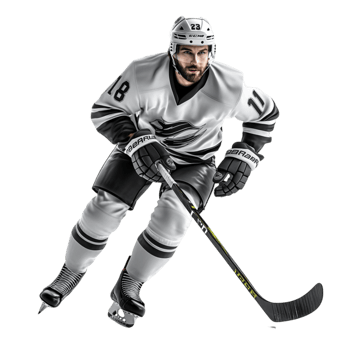 Ice Hockey Player Silhouette on Transparent Background png