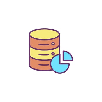 A data storage icon with a pie chart vector