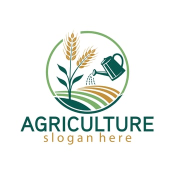 agriculture landscape natural eco grass trimming and garden modern agriculture farm landscape and lawn care logo vector