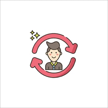 A man with a red arrow in the middle of a circle vector