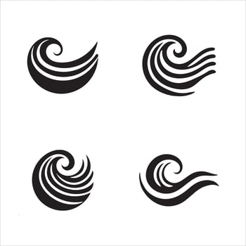 Ocean Wave Silhouettes High Quality Editable File vector