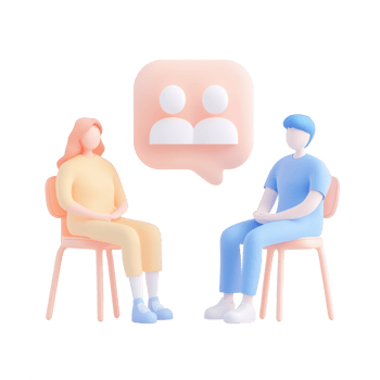 Two people engaged in a thoughtful conversation illustration. png