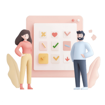 Two people engaging in a brainstorming session with colorful sticky notes. png