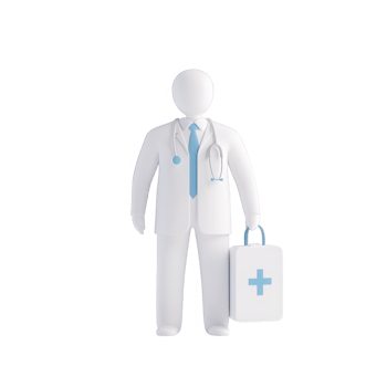 A doctor with a stethoscope and medical bag ready for patient care and support. png