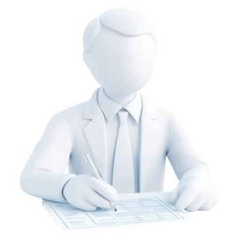 A professional figure writing an analysis on paper, showcasing diligence and focus. png