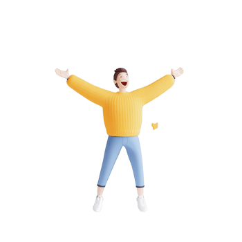A joyful individual celebrating success with open arms in a colorful outfit. png