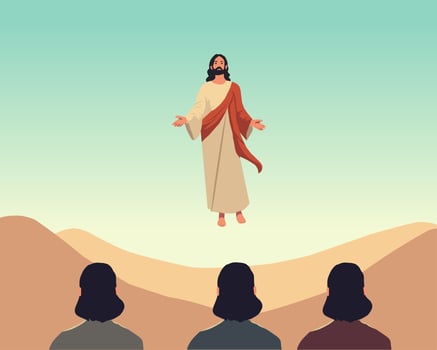 jesus christ in the desert scene illustration vector