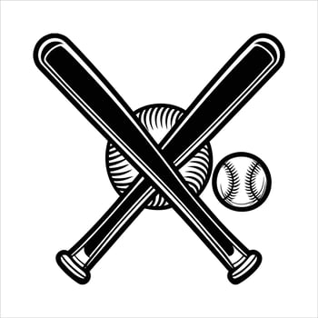 crossed wooden baseball bat ball vector