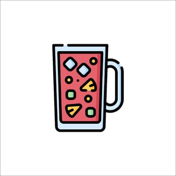 A glass of juice with fruit and ice vector