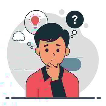 Contemplative Person Lost in Thought with a Thinking Face Expression vector