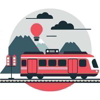 Scenic Illustration of a Train Journey Embracing the Concept of Travel and Exploration vector